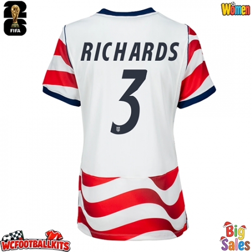 United States Chris Richards #3 Replica Home Stadium Shirt for Women World Cup 2026 Short Sleeve